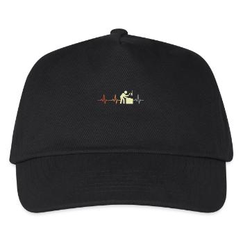 Fleischer Strichmännchen Herzschlag - Kinder Basecap - Schwarz - Vorne
