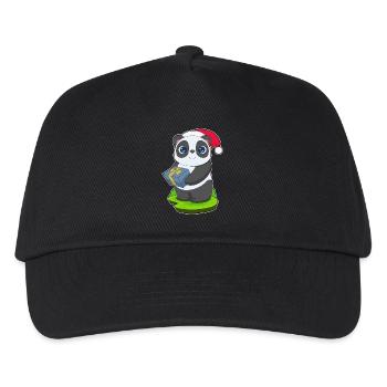 Panda Weihnachten Paket - Kinder Basecap - Schwarz - Vorne