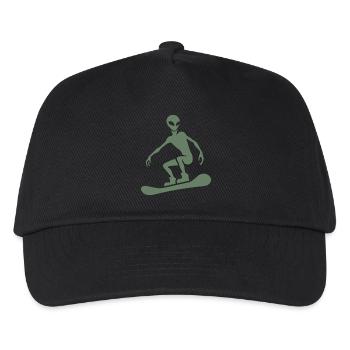 Minimalistisches Design: Alien Snowboarder Silhoue - Kinder Basecap - Schwarz - Vorne