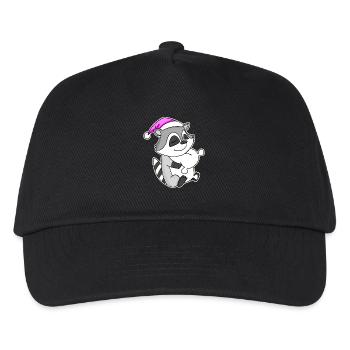 Waschbär Müde Ausschlafen Schlafen Mädchen - Kinder Basecap - Schwarz - Vorne