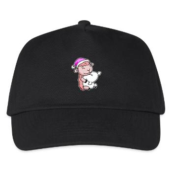 Schaf Müde Ausschlafen Schlafen Mädchen - Kinder Basecap - Schwarz - Vorne