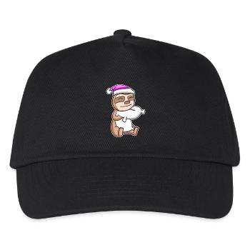 Faultier Müde Ausschlafen Schlafen Mädchen - Kinder Basecap - Schwarz - Vorne