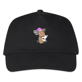 Elch Müde Ausschlafen Schlafen Mädchen - Kinder Basecap - Schwarz - Vorne