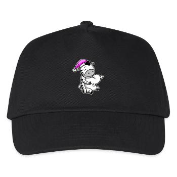 Zebra Müde Ausschlafen Schlafen Mädchen - Kinder Basecap - Schwarz - Vorne