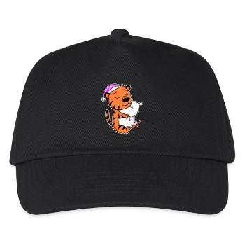 Tiger Müde Ausschlafen Schlafen Mädchen - Kinder Basecap - Schwarz - Vorne