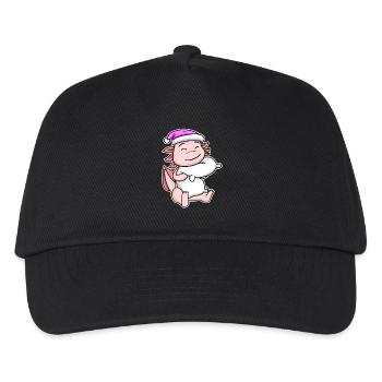 Axolotl Müde Ausschlafen Schlafen Mädchen - Kinder Basecap - Schwarz - Vorne