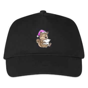 Eichhörnchen Müde Ausschlafen Schlafen Mädchen - Kinder Basecap - Schwarz - Vorne