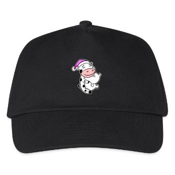 Kuh Müde Ausschlafen Schlafen Mädchen - Kinder Basecap - Schwarz - Vorne