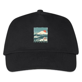Niseko Japan Vulkan Sonnenuntergang Winter - Kinder Basecap - Schwarz - Vorne
