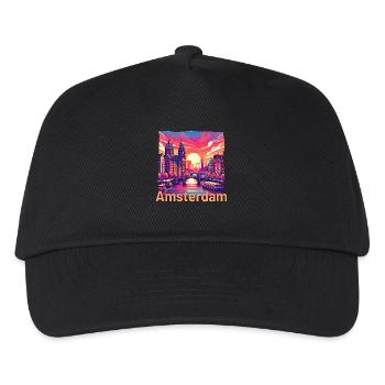 Amsterdam Sonnenuntergang Kanal Violette Grunge - Kinder Basecap - Schwarz - Vorne