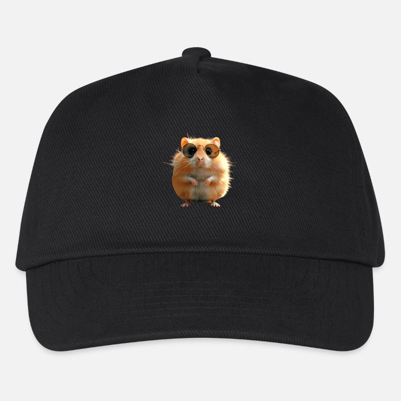 Hamster mit Sonnenbrille Goldhamster Süße Hamster - Kinder Basecap - Schwarz