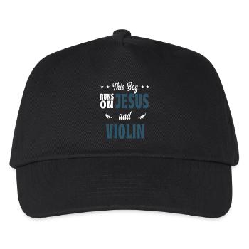 This boy Runs On Jesus and violin - Kids’ Baseball Cap - black - Front