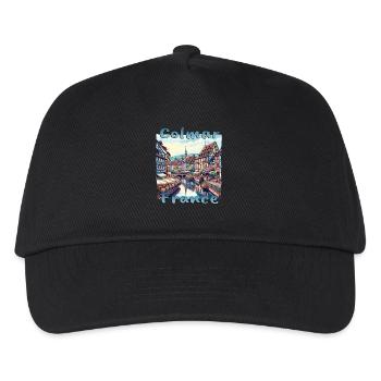 Colmar Altstadt Fachwerkhaus Grunge Look - Kinder Basecap - Schwarz - Vorne