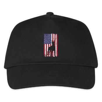 Doberman Pinscher Dog with USA Flag - Kids’ Baseball Cap - black - Front