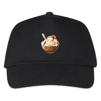 Crème glacée à la vanille avec délice de sauce au chocolat - Casquette de baseball Enfant - noir - Devant