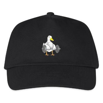 Ente Bodybuilder Langhantel Bodybuilding - Kinder Basecap - Schwarz - Vorne