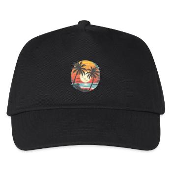 Sommer Sonnenuntergang Palmen Silhouette - Kinder Basecap - Schwarz - Vorne