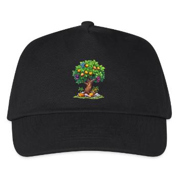 Bunter Obstbaum Mit Reifen Früchten - Kinder Basecap - Schwarz - Vorne