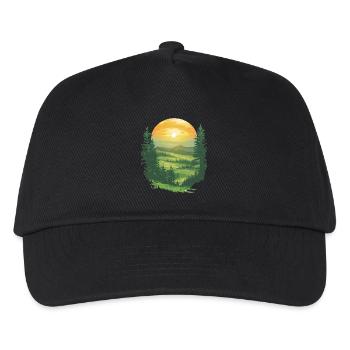 Sonnenaufgang Im Grünen Wald - Kinder Basecap - Schwarz - Vorne