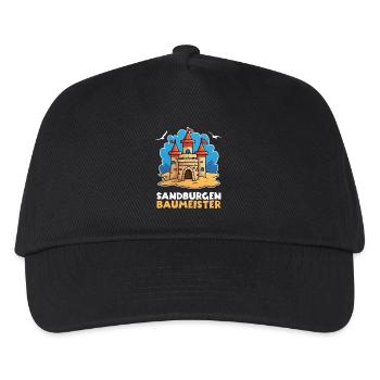 Sandburg Sand Strand Meer – Sandburgen Baumeister - Kinder Basecap - Schwarz - Vorne