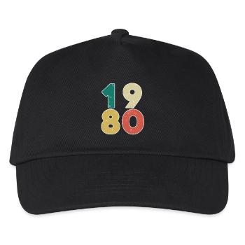 1980 - Jahrgang 1980 - Baujahr 1980 - Kinder Basecap - Schwarz - Vorne