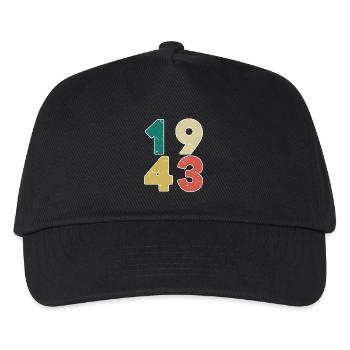 1943 - Jahrgang 1943 - Baujahr 1943 - Kinder Basecap - Schwarz - Vorne
