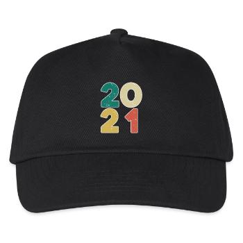2021 - Jahrgang 2021 - Baujahr 2021 - Kinder Basecap - Schwarz - Vorne