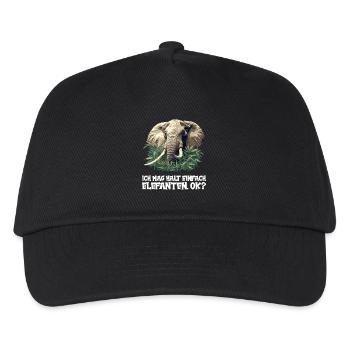 Elefanten Elefant - Kinder Basecap - Schwarz - Vorne