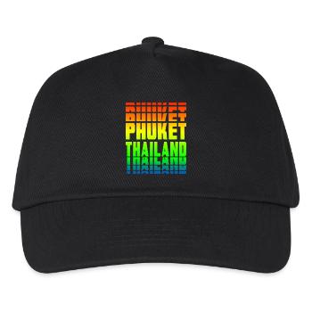 Phuket Thailand Regenbogen Design - Kinder Basecap - Schwarz - Vorne
