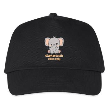 Elephantastic Vibes Nur süßer Elefant - Kinder Basecap - Schwarz - Vorne