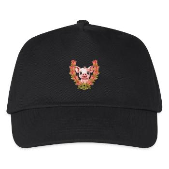 Schwein Glücksbringer Geburtstagsgeschenk - Kinder Basecap - Schwarz - Vorne