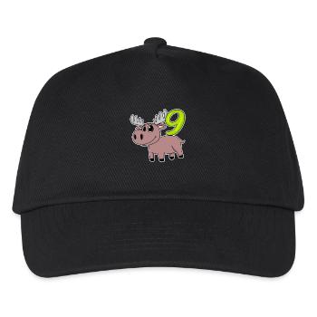 9. Geburtstag Motiv Elch - neun Jahre alt - Kinder Basecap - Schwarz - Vorne