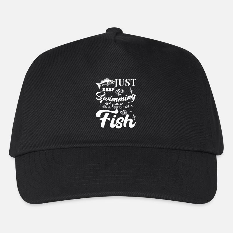 Einfach Weiter Schwimmen Auch Wenn Du Kein Fisch - Kinder Basecap - Schwarz