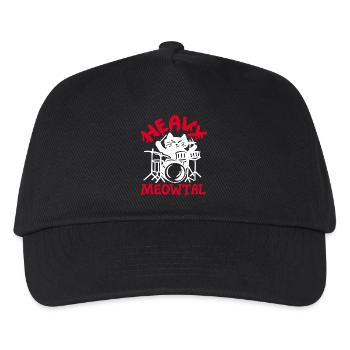 Schlagzeug Katze Schlagzeuger - Kinder Basecap - Schwarz - Vorne