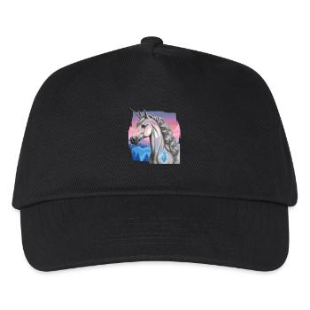 Einhorn Einhörner Fabelwesen Fabeltiere Kind Pferd - Kinder Basecap - Schwarz - Vorne