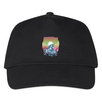 Einhörner Kind Kinder Einhörner - Kinder Basecap - Schwarz - Vorne