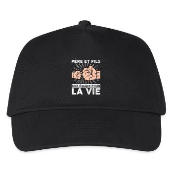Father and son, a team for life - Kids’ Baseball Cap - black - Front