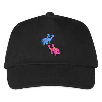 Giraffe Afrika Safari Savanne 80er 90er Kind - Kinder Basecap - Schwarz - Vorne