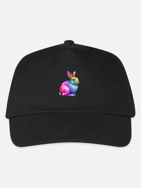 Bunter Regenbogen Hase Kunstwerk - Kinder Basecap - Schwarz