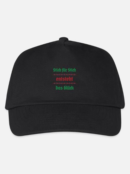 Stitch by stitch, happiness arises - Kids’ Baseball Cap - black