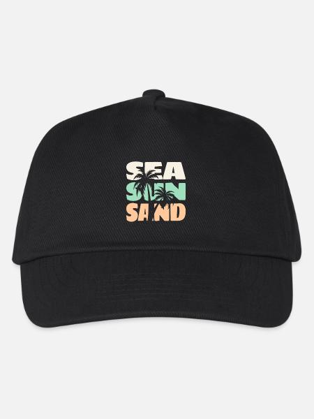 Meer Sonne Sand Strand Palmen Sommer Vibes T-Shirt - Kinder Basecap - Schwarz