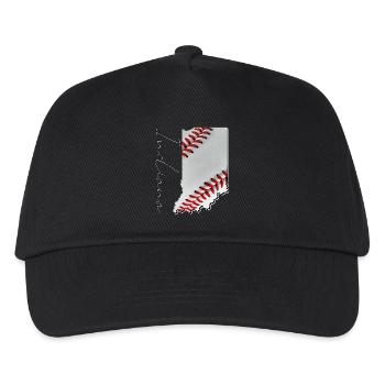 Real Baseball in the Indiana State Map IN - Kids’ Baseball Cap - black - Front