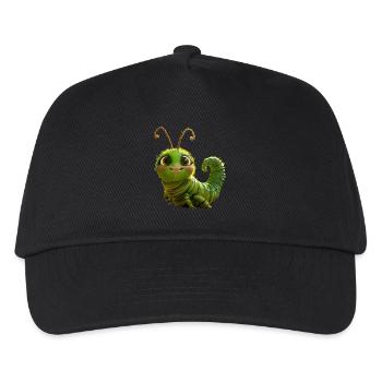 Raupe Lustige Larve Geschenk Süße Grüne Raupe - Kinder Basecap - Schwarz - Vorne