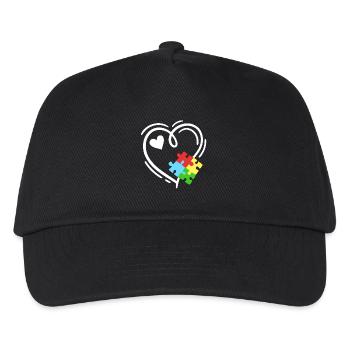 Autismus Puzzleteile Herz - Kinder Basecap - Schwarz - Vorne
