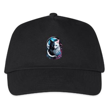 Yin und Yang Fantasiekatze - Kinder Basecap - Schwarz - Vorne