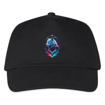 Wolf Malerei Mehrfarbige Fantasie - Kinder Basecap - Schwarz - Vorne