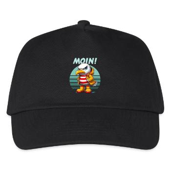 Hamburg Moin Möwe Nordsee Norddeutsch Lustig Retro - Kinder Basecap - Schwarz - Vorne