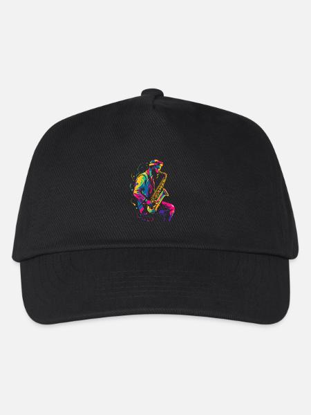 Saxophonist 90er Look - Kinder Basecap - Schwarz