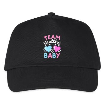 Team Gesund Baby-Geschlechts-Enthüllungsparty - Kinder Basecap - Schwarz - Vorne
