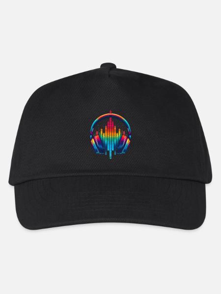 Lebendiger Klang Kopfhörer Regenbogen - Kinder Basecap - Schwarz